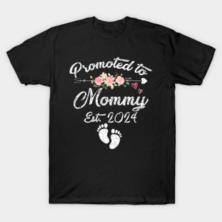 Promoted To Mommy Est 2024 Floral T-Shirt